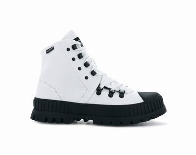 Zapatos Altas Palladium PALLASHOCK HKR HI Hombre Blancas Negras | Costa Rica-39628